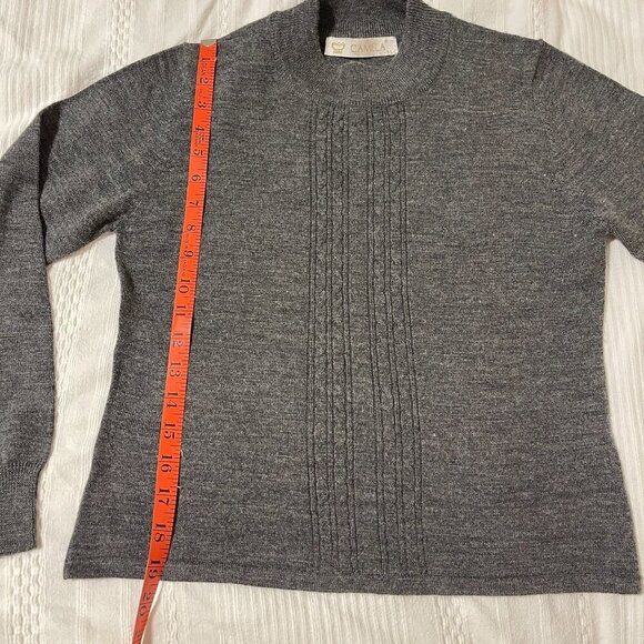 Vintage Camela Wool Knit Mockneck Sweater Grey- M - Picture 9 of 11